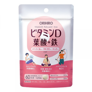 Vien uong bo sung vitamin D axit folic sat Orihiro 120 vien