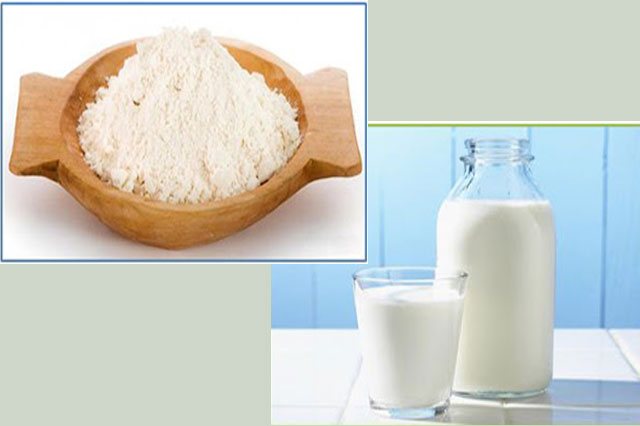 Sữa tươi không đường kết hợp với cám gạo giúp se khít chân lông và làm sáng da