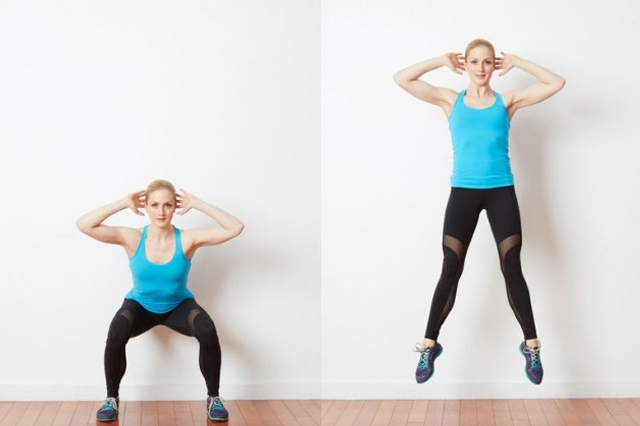 Squat Jump áp dụng trong các bài tập Cardio giảm cân giúp săn chắc cơ vùng mông đùi