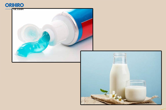 Kem đánh răng và sữa tươi không đường giúp làn da mềm mịn và sáng bóng