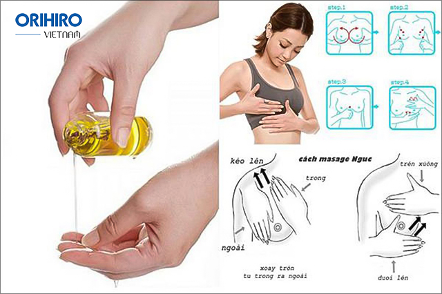 Massage ngực với dầu dừa