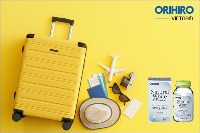 Chăm sóc da khi đi du lịch với viên uống trắng da Natural White Premium Orihiro