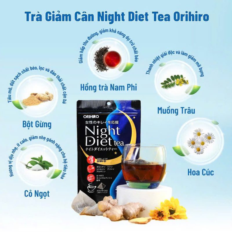Trà Giảm Cân Night Diet Orihiro 40 Gói