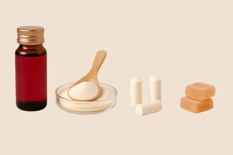 Các dạng collagen phổ biến: nước, bột, viên nén và viên nhai