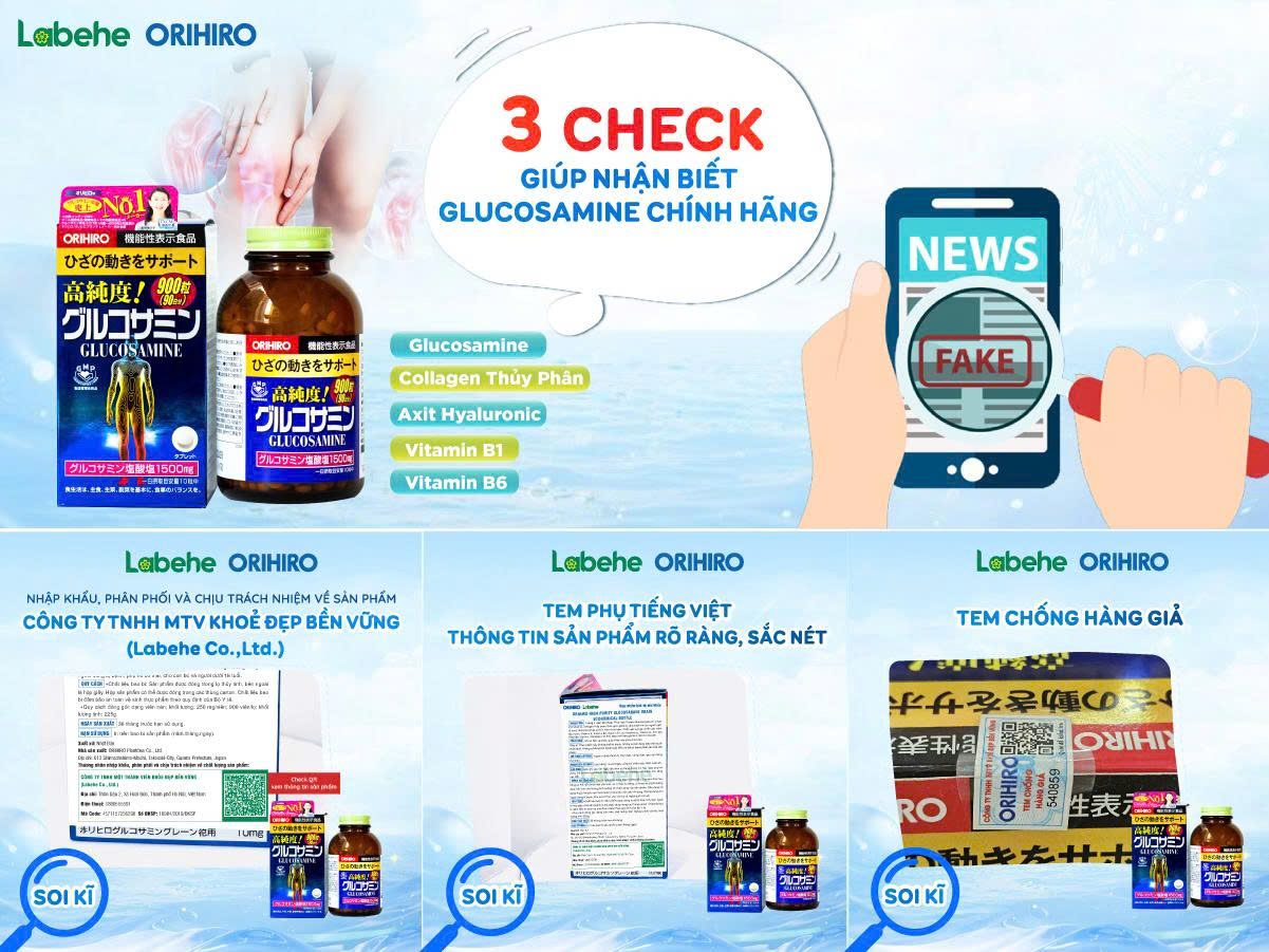 Cách nhận biết Glucosamine Orihiro chính hãng